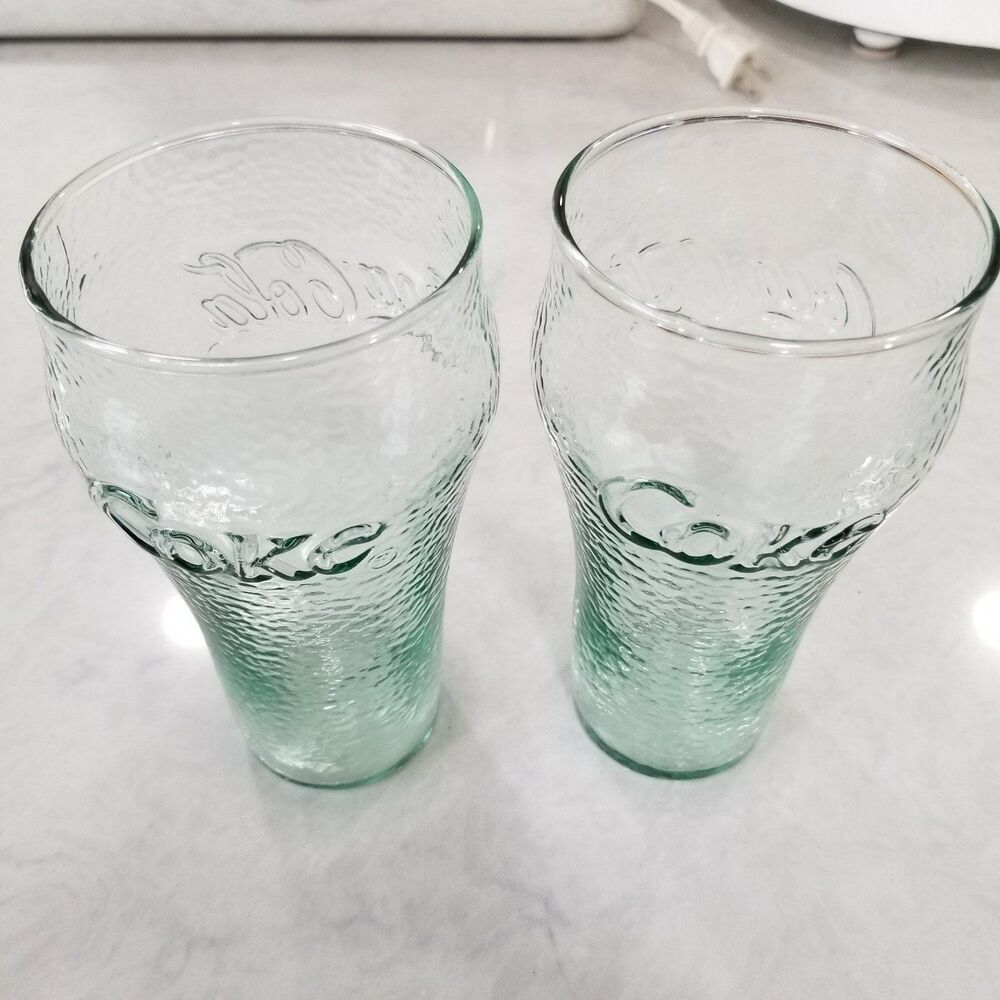 Vintage Green Dimple Pebble Enjoy Coca Cola Coke Textured 6" Glass